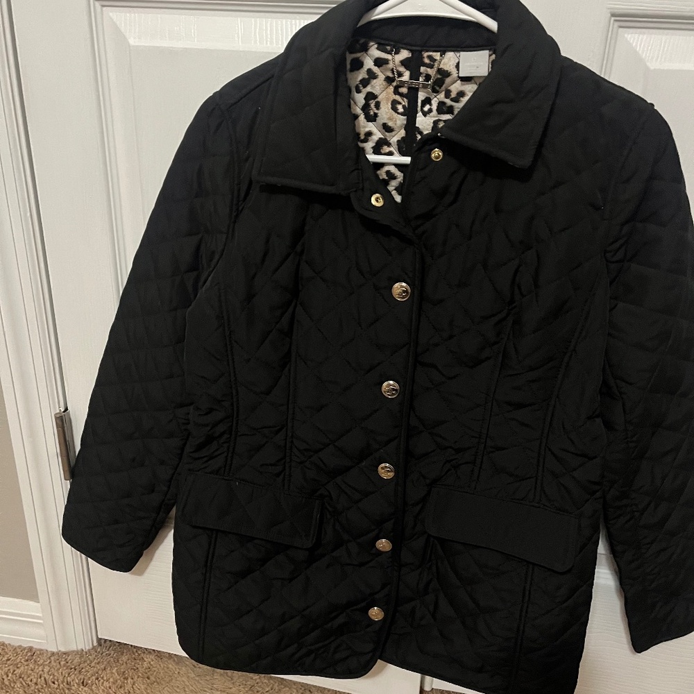 Chicos quilted jacket. Size 0.  Leopard lining